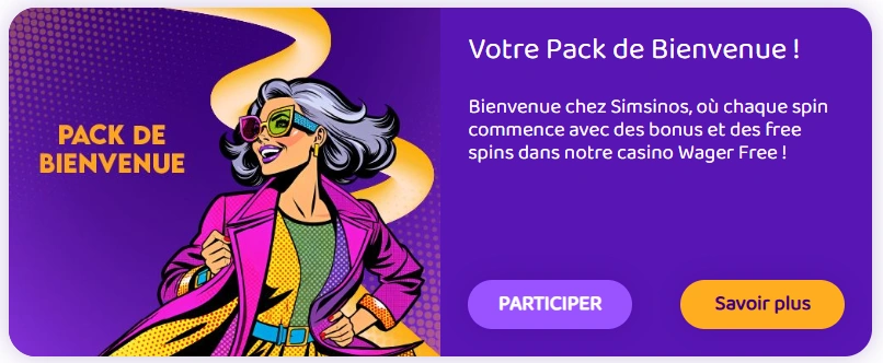 Bonus de bienvenue Simsinos